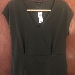 Banana Republic Olive Green Peplum Short Sleeve